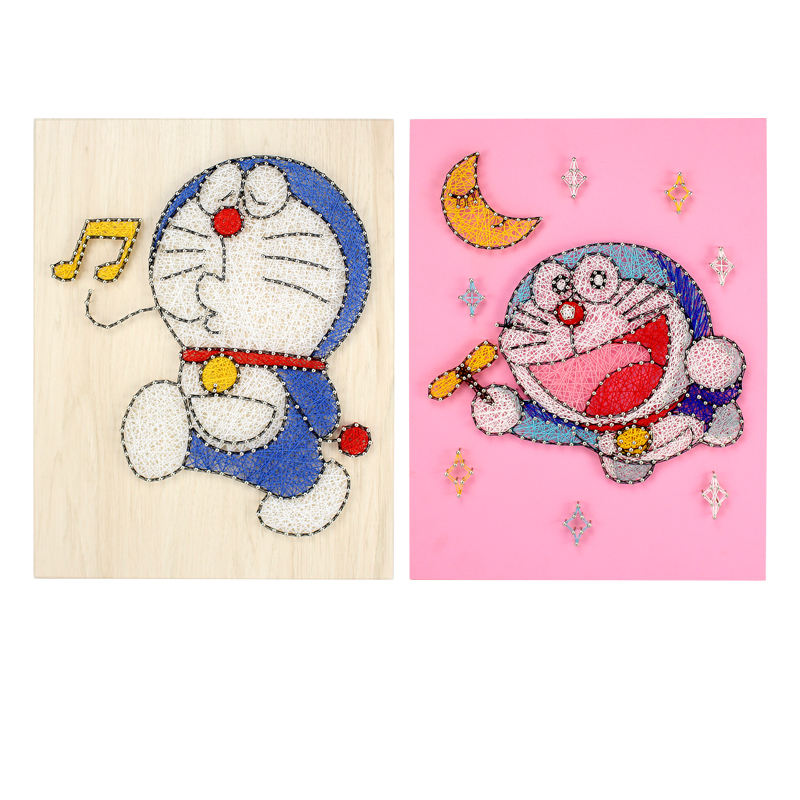 哆啦a梦钉子绕线画卡通抖同款叮当猫纱线画音弦丝画手工diy材料包