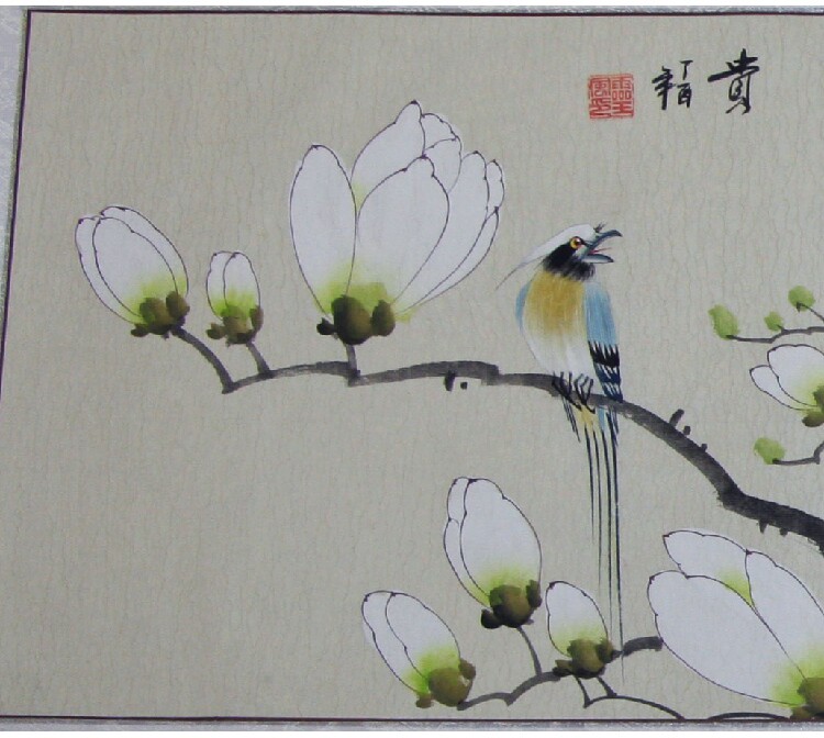 国画花鸟玉兰花字画工笔画手绘真迹书画作品客厅餐厅画已装裱