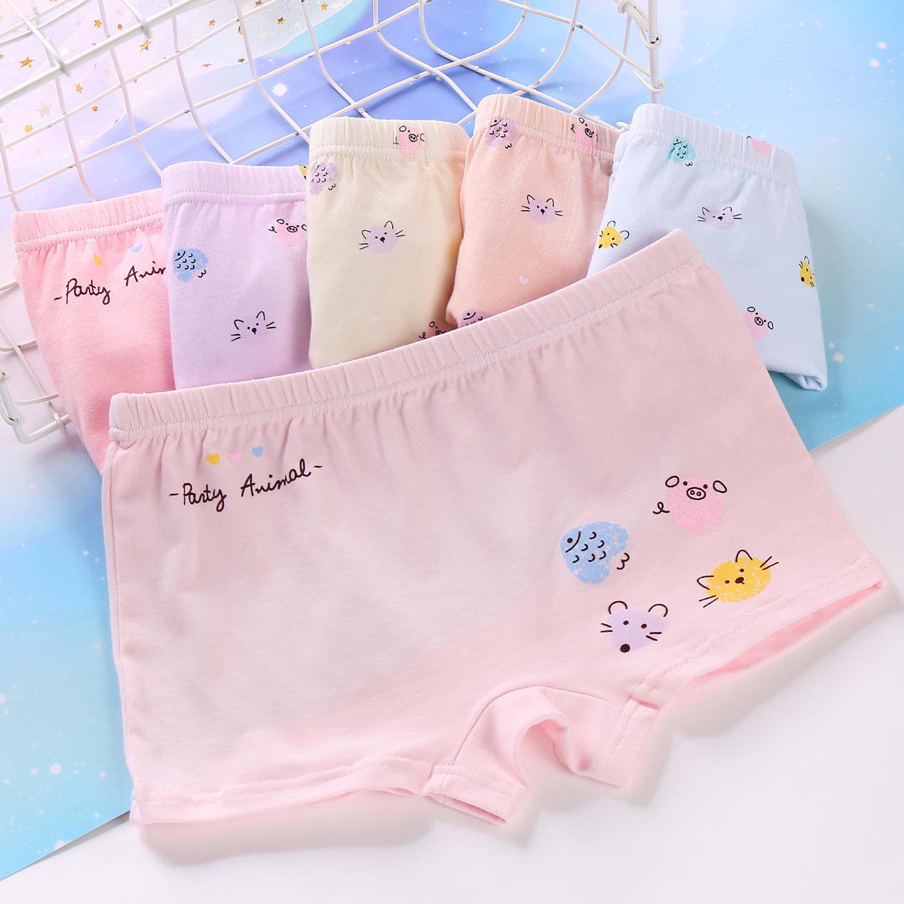 儿童内裤女童内裤纯棉平角女孩子宝宝小中大童卡通四角裤衩莫代尔