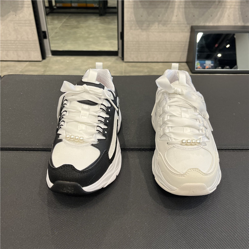 skechers斯凯奇女鞋秋季厚底珍珠熊丝带丝带老爹休闲运动运动休闲鞋
