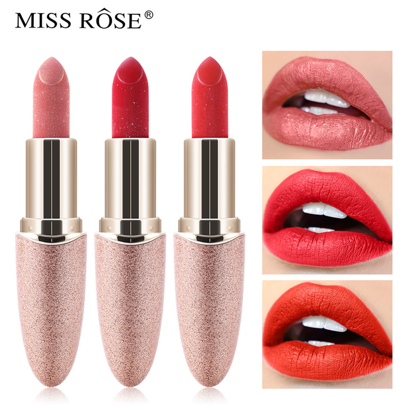 miss rose 欧美系鎏金色珠光口红滋润不拔干带细闪烂番茄平价国货