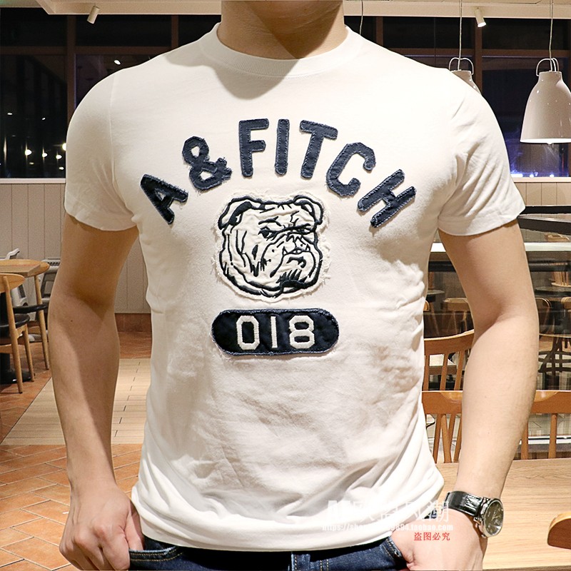 欧美af男短袖T恤2022夏季新款男士圆领纯棉修身图案体恤打底衫潮