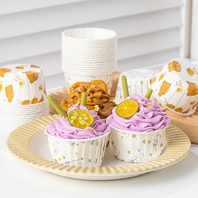 纸杯蛋糕100只卡通印花卷边家用烘焙马芬杯子烘焙用纸