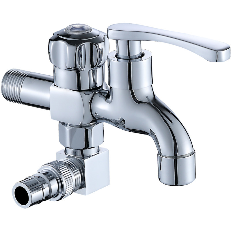 4/6分全铜双头双用多功能洗衣机水龙头拖把池一进二出三通分水阀 - 霏