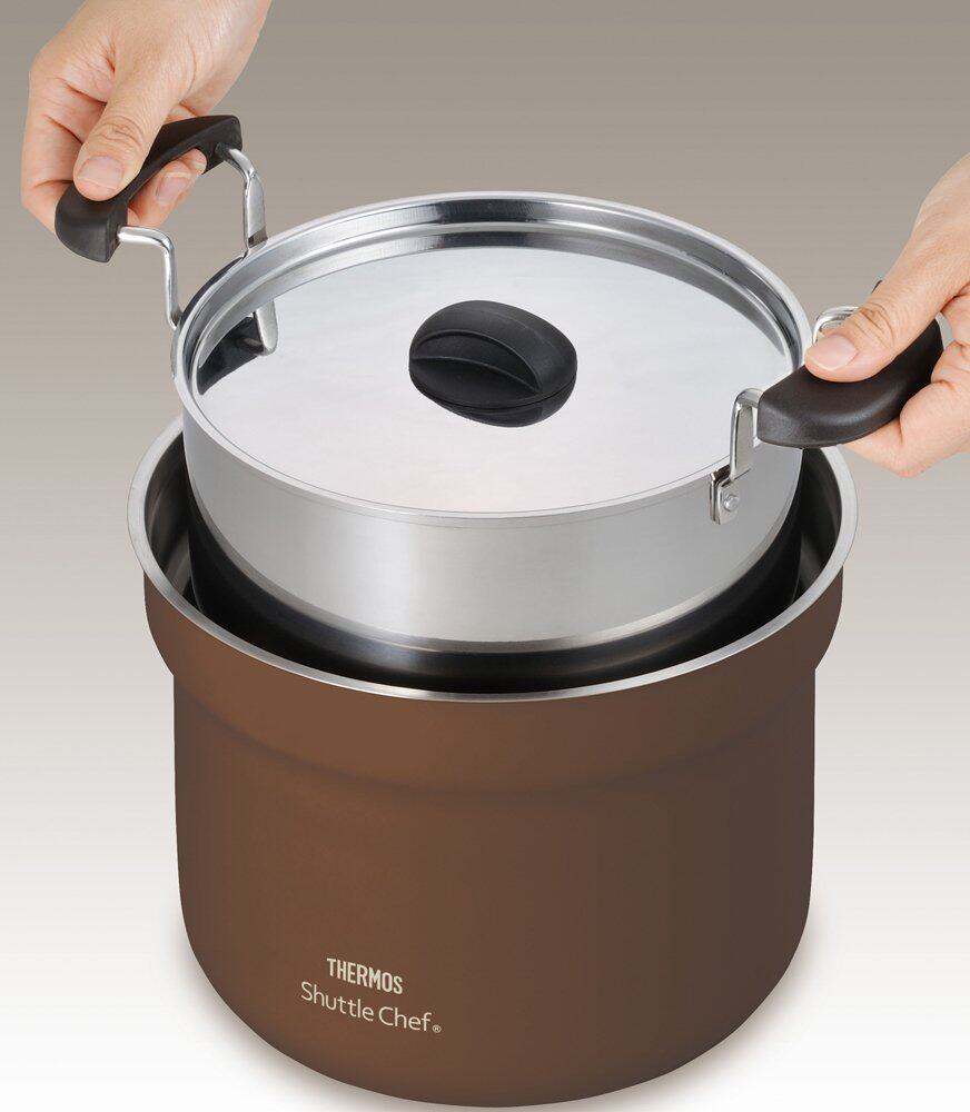 日本thermos膳魔师双层不锈钢保温炖锅焖锅43升black炖锅