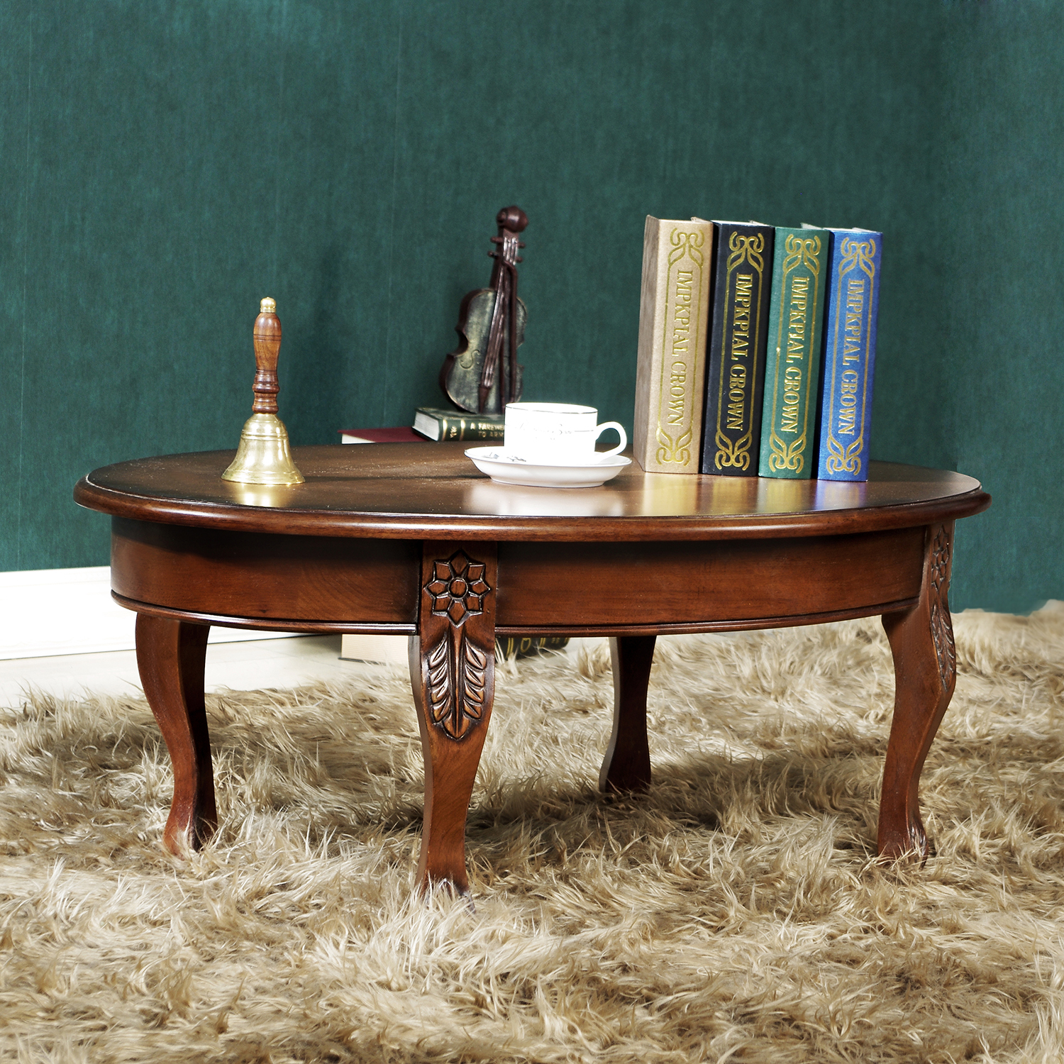 欧式美式实木家具 客厅椭圆面小茶几茶桌 现代时尚简约榻榻米桌子