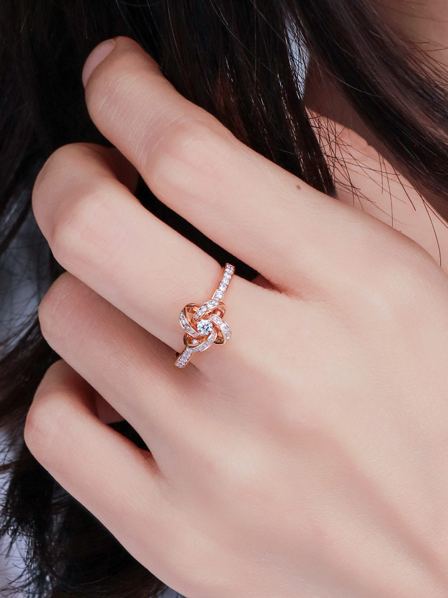 戒指风车镶嵌女款钻戒米珠金风车金玫瑰彩金钻石手饰