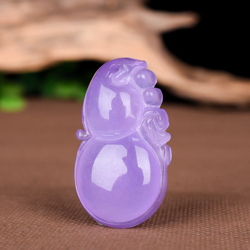 葫芦缅甸翡翠紫罗兰吊坠挂件货冰糯种福禄招财颈饰