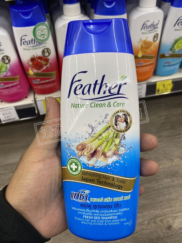 泰国代购花王kaofeather洗发水340ml豆花玫瑰脱发洗发水