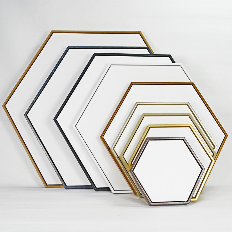 异形六边形免装裱油画框丙烯手绘画板六角装饰画框含外框空白画布