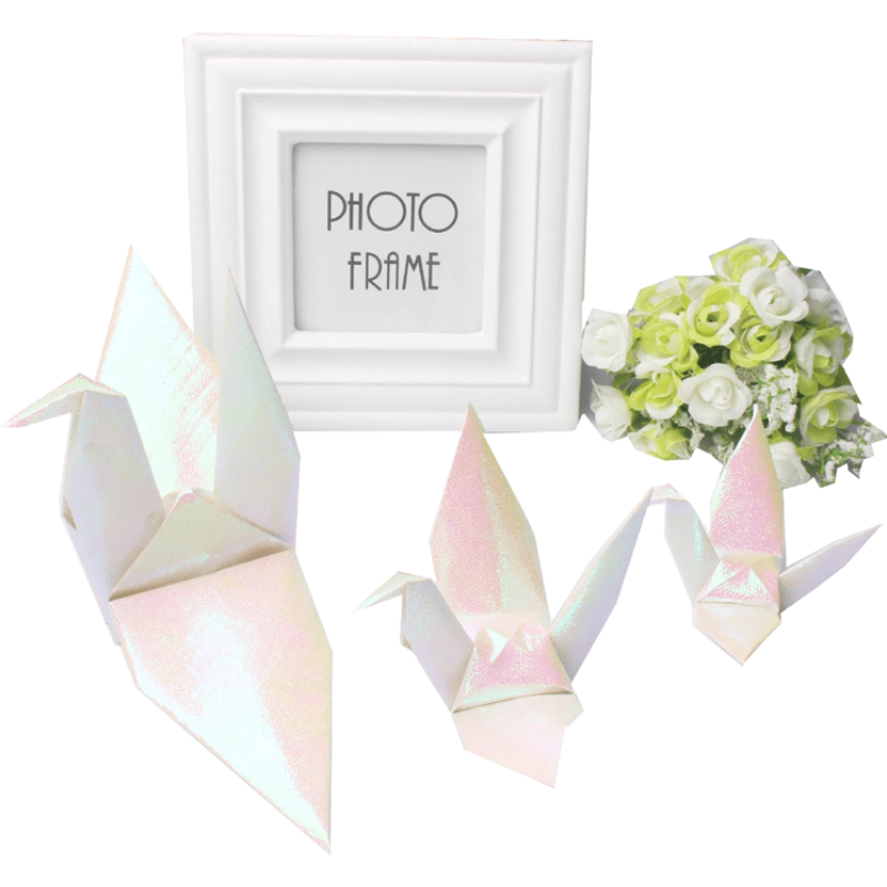 20cm珠光白色千纸鹤折纸成品穿线手工店铺婚庆幸运星