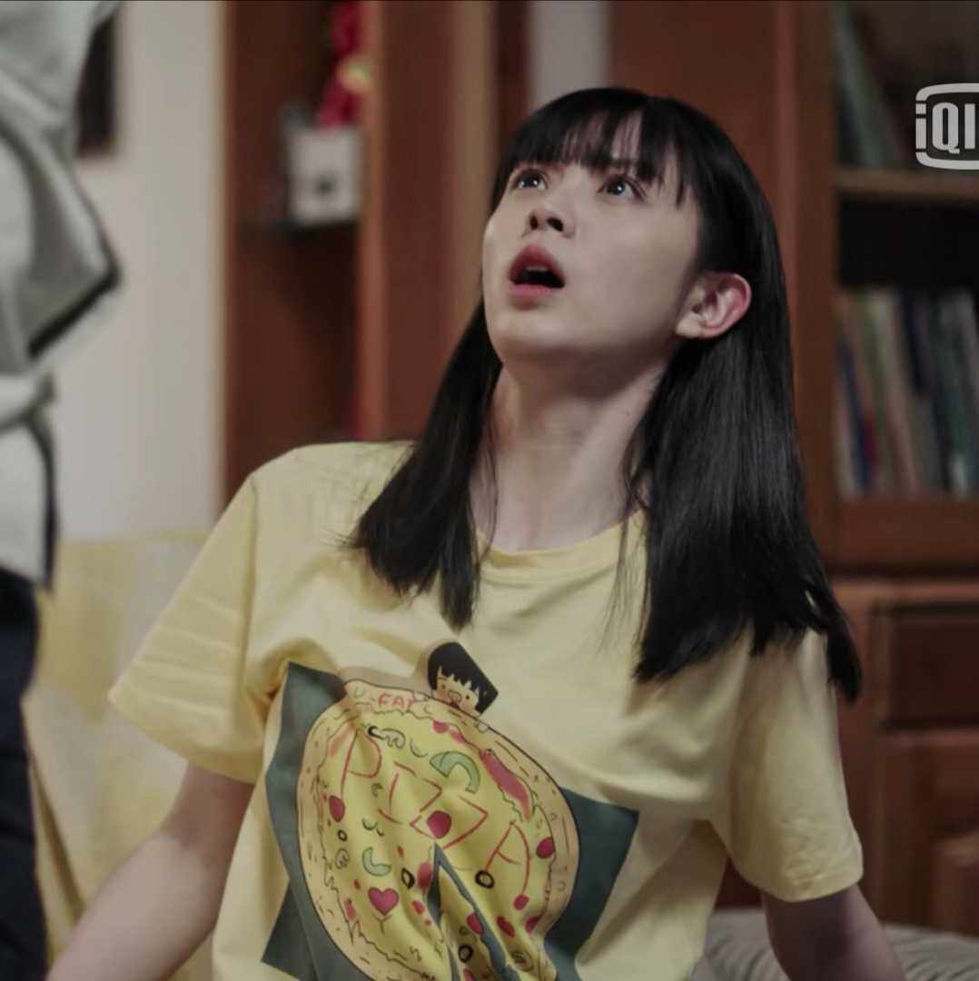 可爱如此印花图案披萨食物黄色同款田曦薇橙子t恤