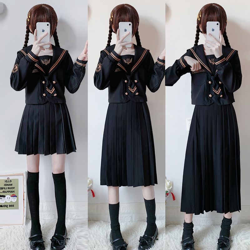 小瑾原创皇家上将正统jk制服日系水手服暗黑不良少女学生长裙班服