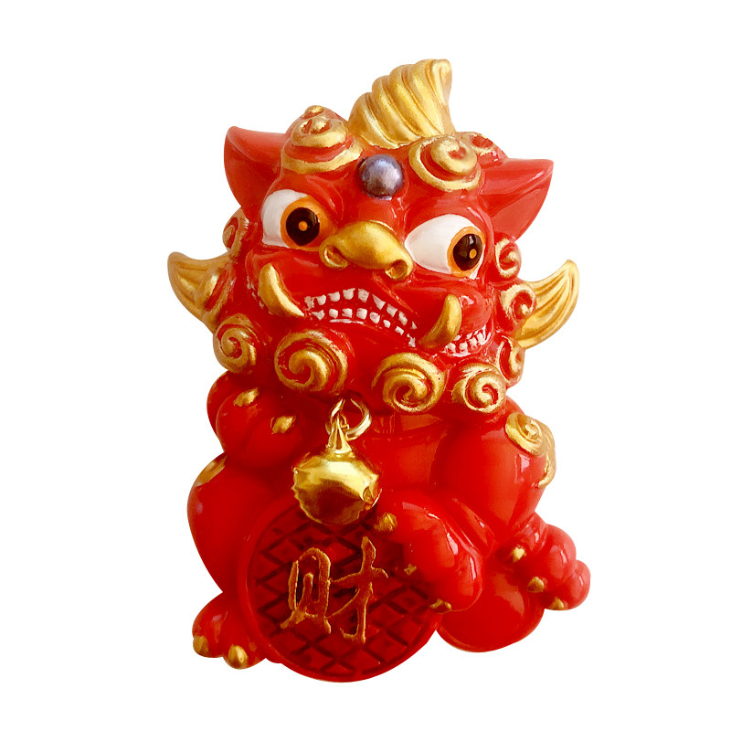 春节冰箱新年舞狮小狮子红色喜庆磁贴吸力平安喜乐文化创意冰箱贴