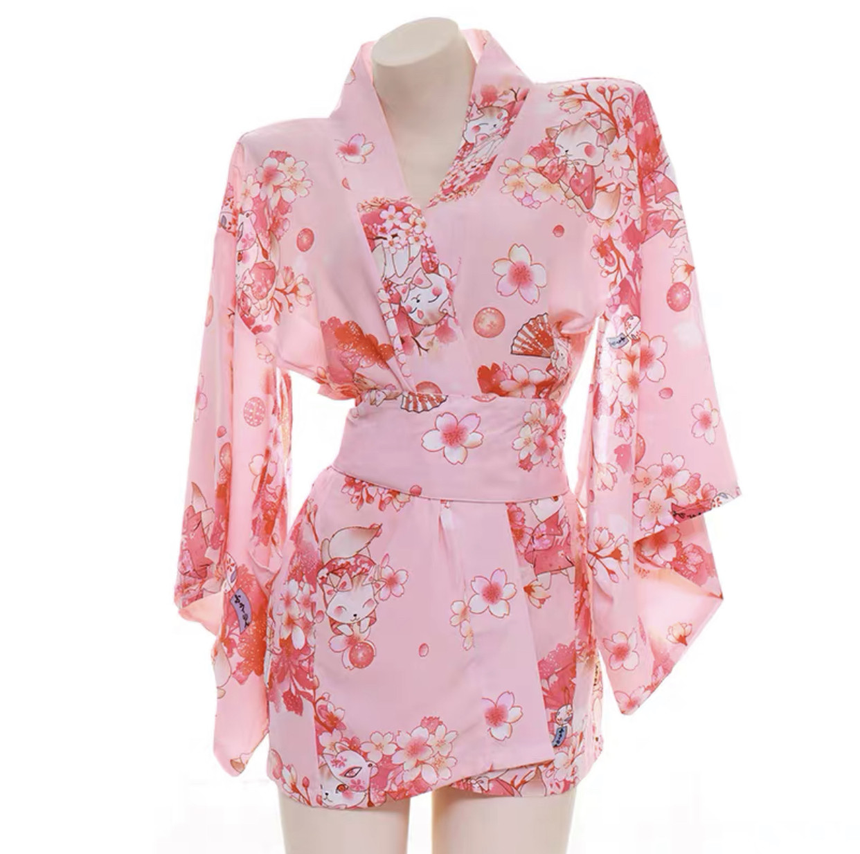 和服睡袍七分和风二次柔软雪纺缎面日式浴衣睡衣上装