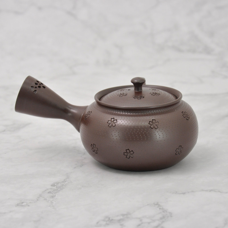 西日里中古现货日本万古烧陶壶佐野利月樱花雕急茶壶