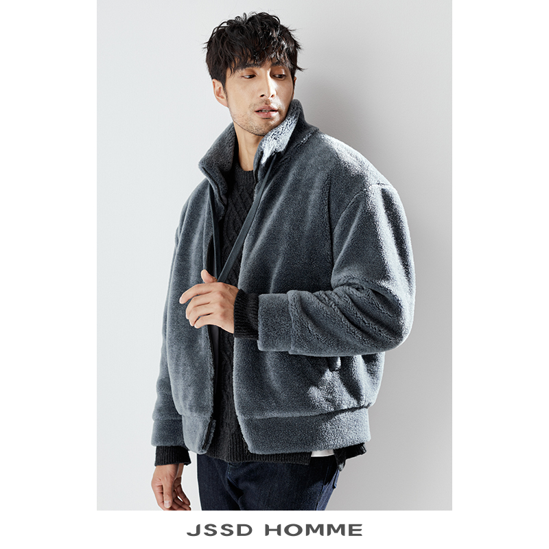JSSD HOMME 澳洲全羊毛颗粒羊羔绒 廓形冬季立领夹克男外套CJC030