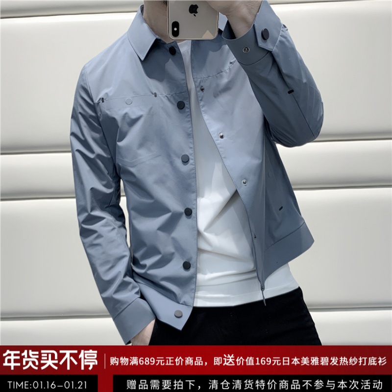 就要干净利落有型有度 秋冬休闲修身翻领排扣长袖夹克外套男C1950