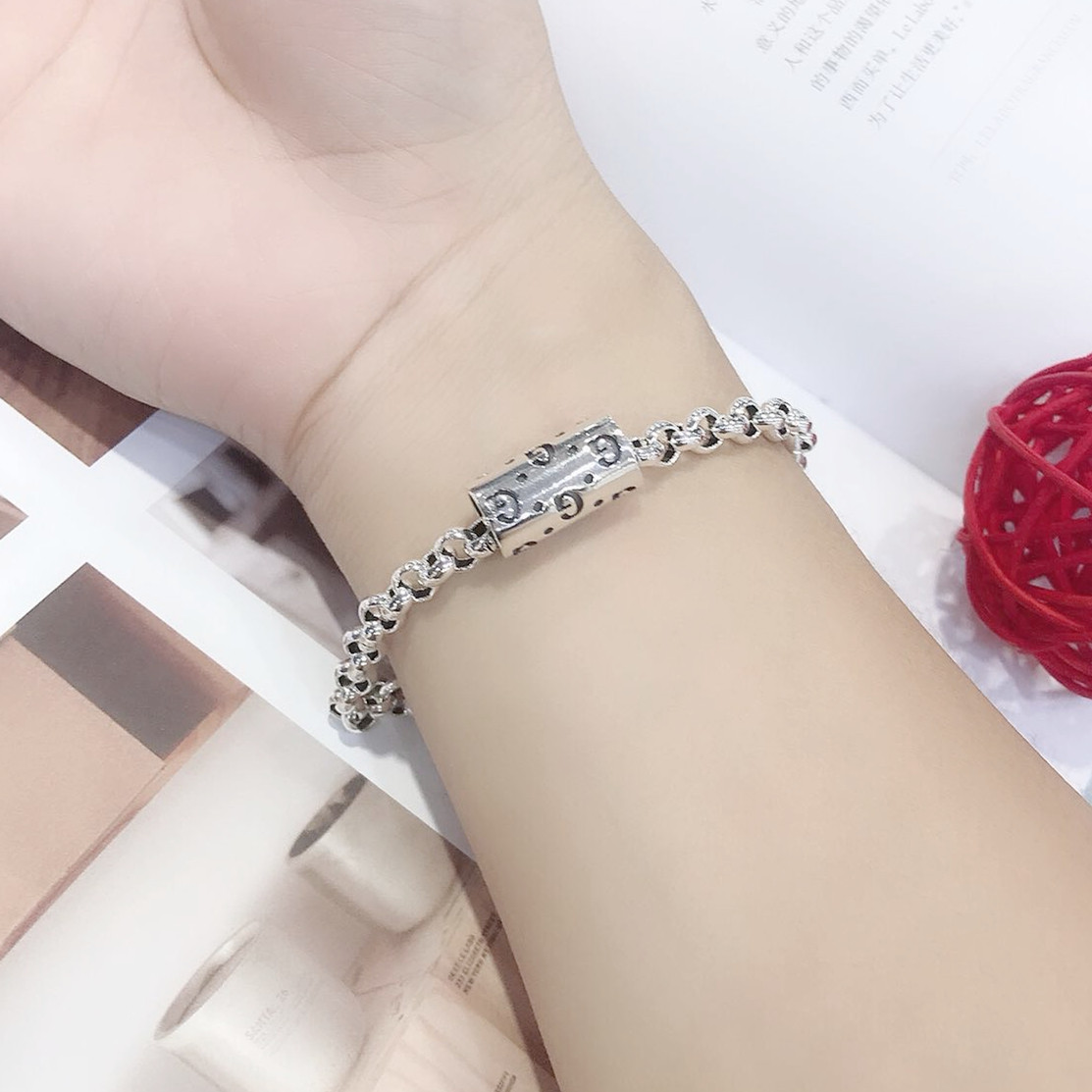 手链纯银女生中性简约复古字母时尚韩范大牌手链