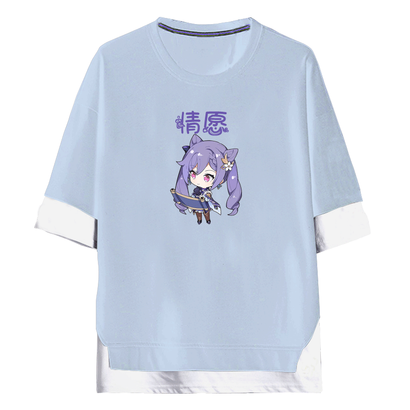 原神动漫周边二次元甘雨刻晴cp情侣男女春夏定制t恤