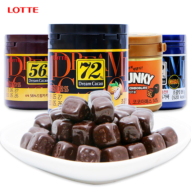 巧克力韩国进口乐天8272563罐组合零食黑巧克力