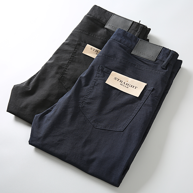 欧洲站B系春夏薄款弹力舒适斜纹纯棉男士修身商务直筒休闲裤长裤