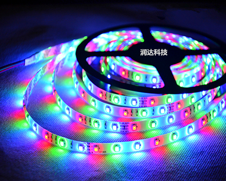 led12v七彩变色rgb3528防水灯带跑马户外招牌装饰汽车闪烁软灯条