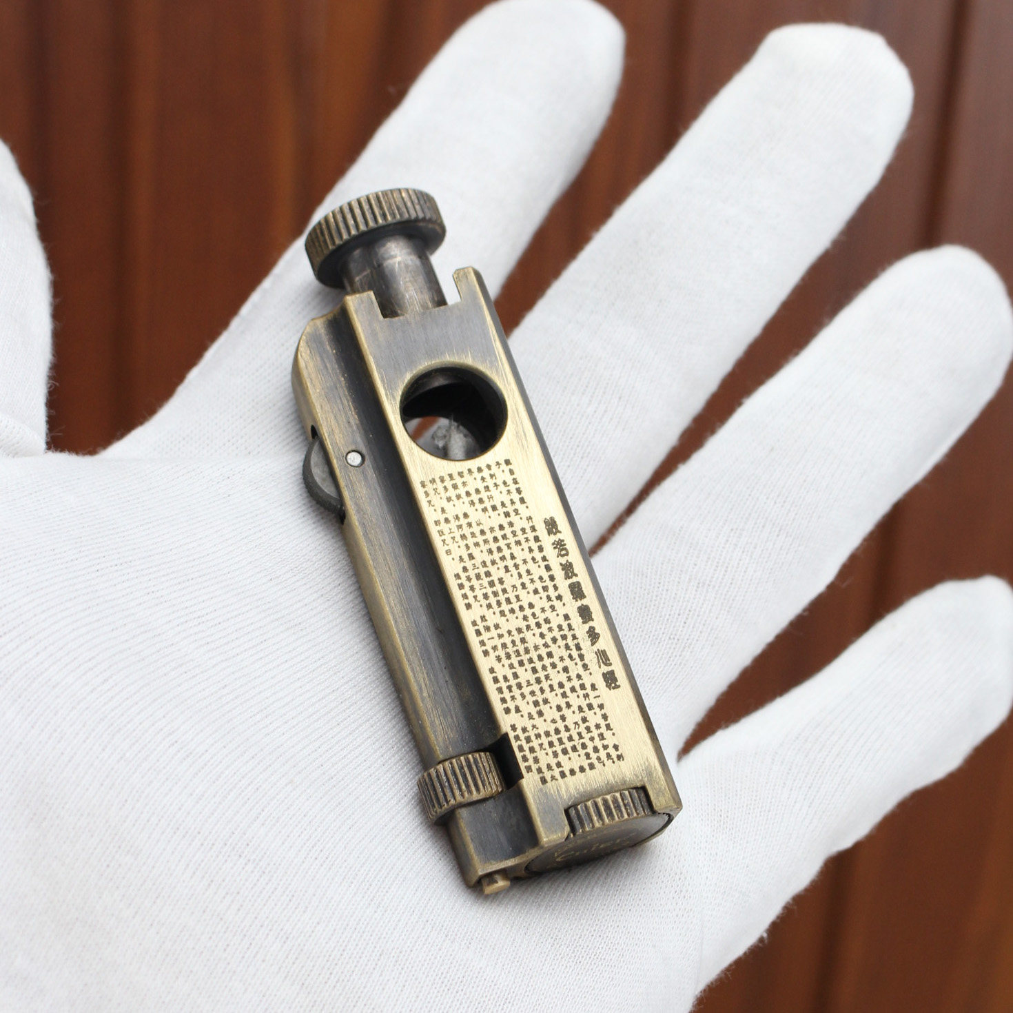 首领纯铜黄铜煤油打火机复古老式手工雕刻刻字打火机