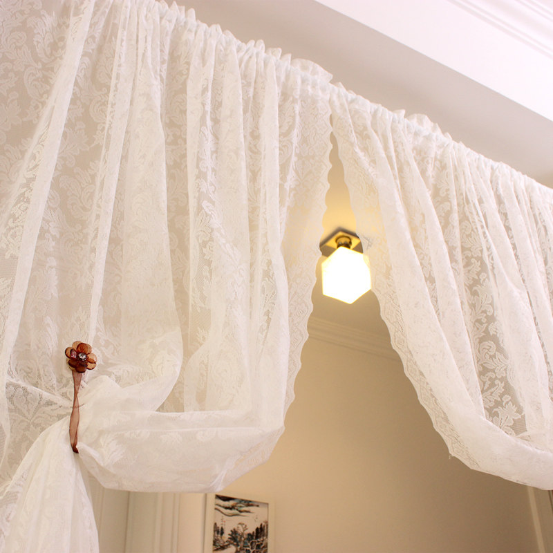 欧式蕾丝窗帘纱帘床幔白色卧室客厅橱柜门帘定制窗帘