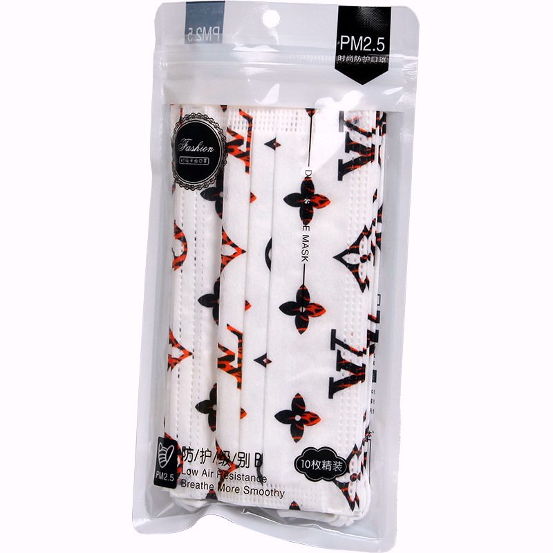 潮牌网红lv口罩一次性三层时尚老花口罩