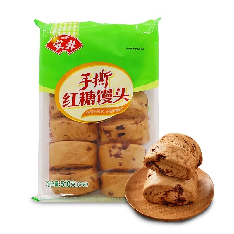 3件包邮安井手撕红糖馒头510g家庭早餐点心面粉