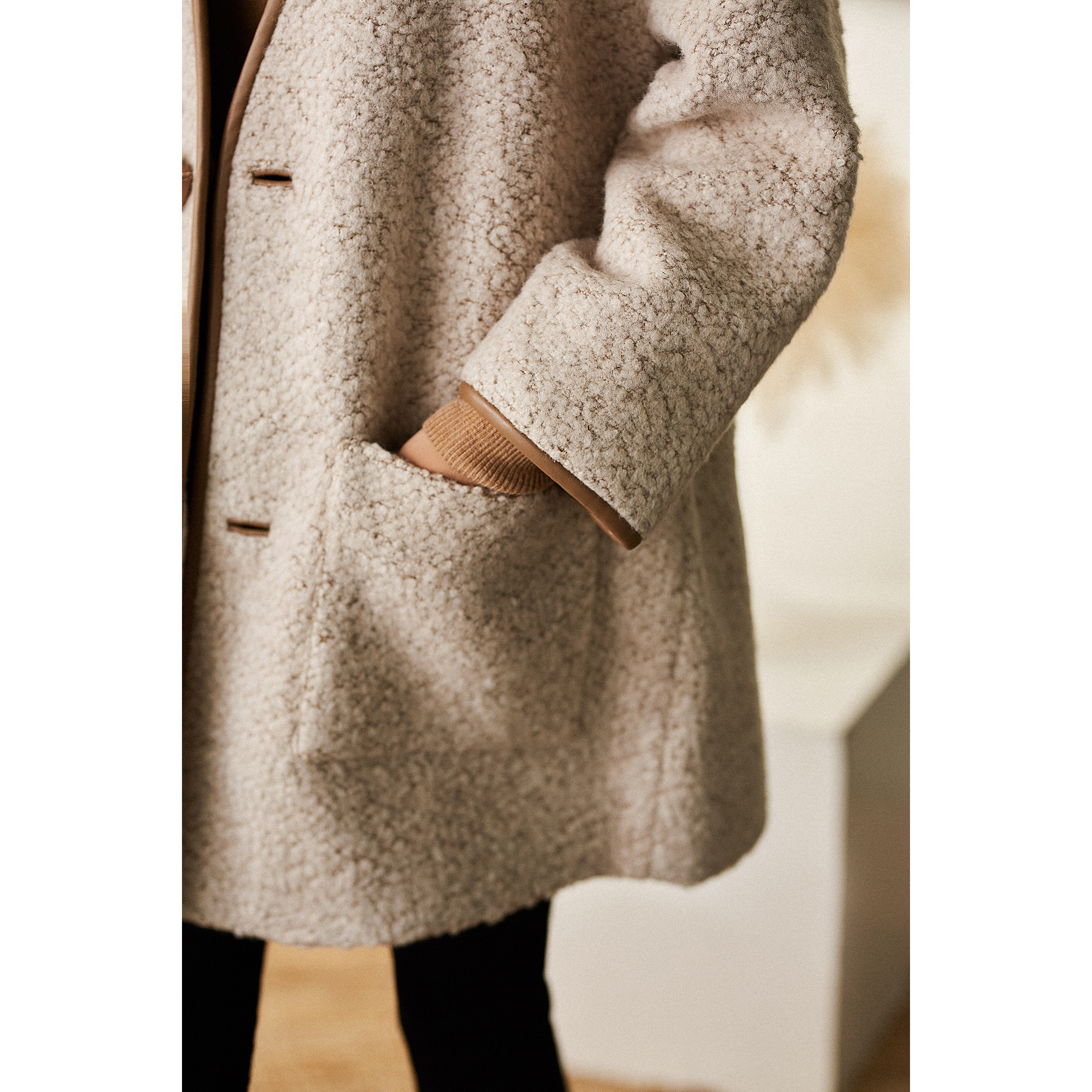 い蓬松柔软花式云朵特种纱一手长羊毛时尚廓形大衣外套egdy47158