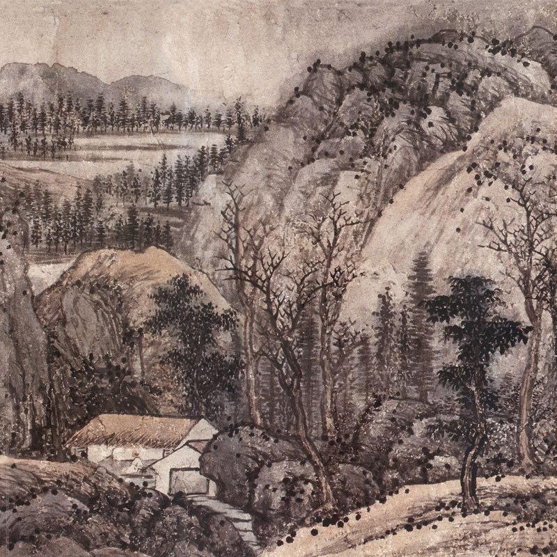 高岑江山无尽图卷国画写意花鸟画山水画微喷装饰画国画