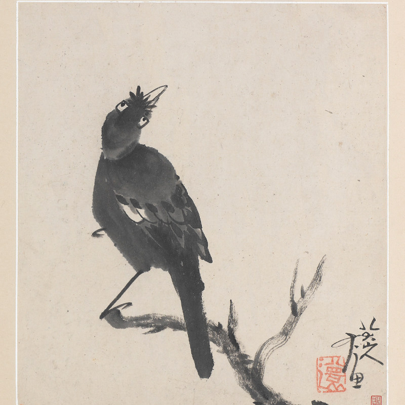 八大山人朱耷花鸟虫鱼神品书画水墨册页绢布国画