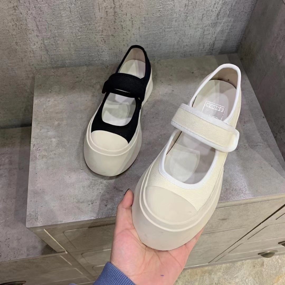 mona厚底大头鞋女春夏新款浅口魔术贴低帮韩版休闲板鞋