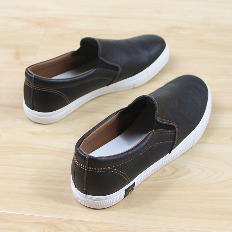 春季人本帆布布鞋男单鞋韩版低帮皮面一脚脚蹬帆布鞋