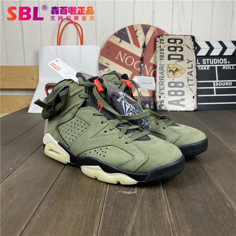 airjordantravisscottaj6ts联名军绿夜光鬼脸篮球鞋