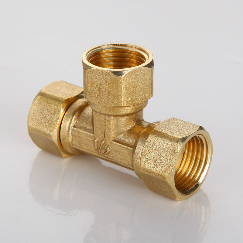 活接三通接头全铜加厚水管燃气管4分配件内丝三通