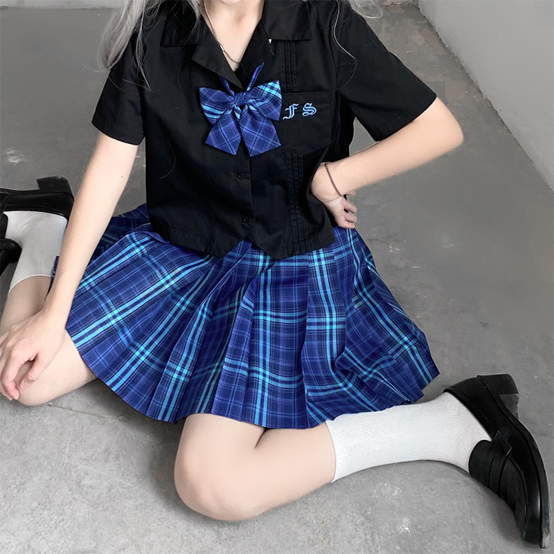 jk现货桴生原创发光蓝格格裙制服裙深蓝紫学生校服