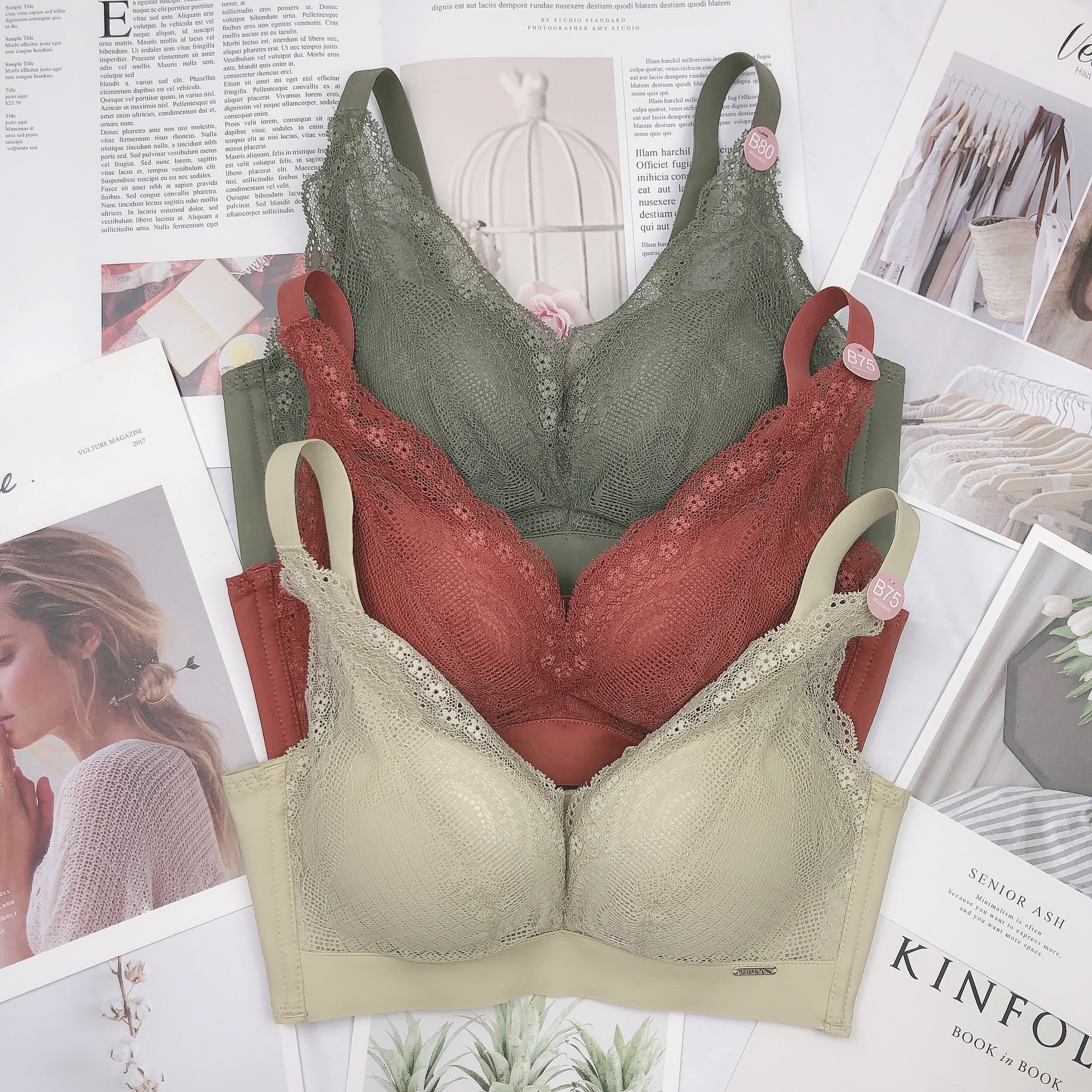 红豆新品桑蚕丝文胸无钢圈婴儿绵舒适上托内衣女甜美微聚拢0B128