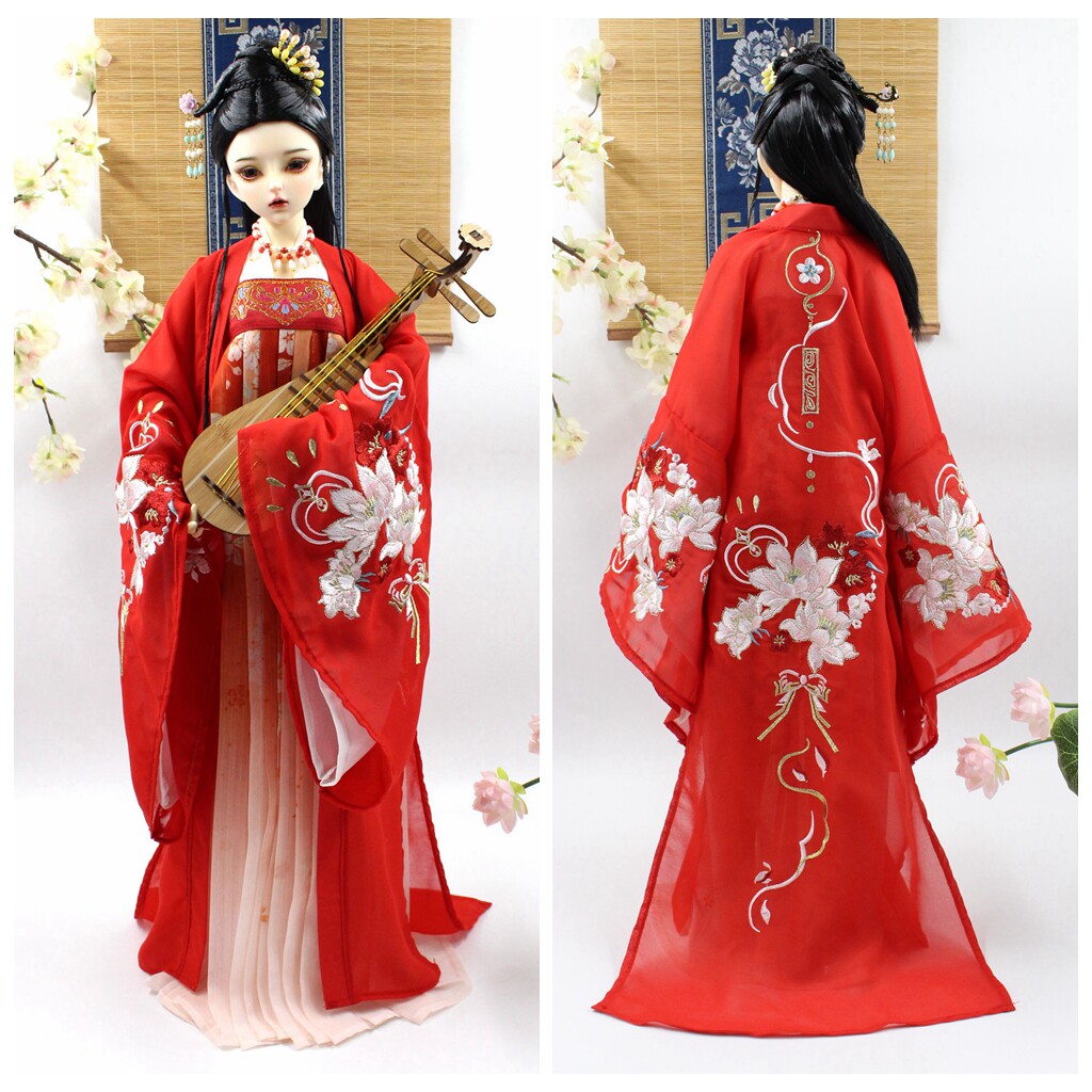 bjd三分60cm3古装娃娃齐胸襦裙绣花红嫁衣汉服bjd娃衣