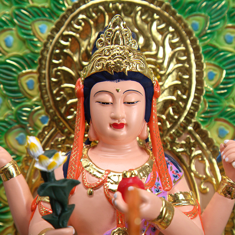 明王金刚典藏孔雀护世佛母大明真言密宗护法摆件