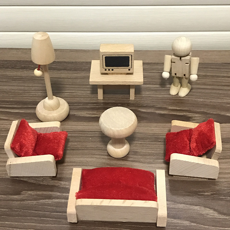 木质儿童过家家仿真迷你小家家具模型男孩女孩家庭过家家玩具