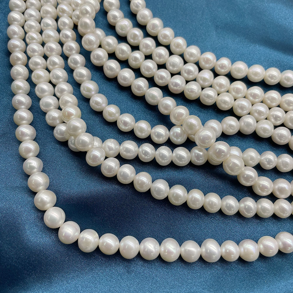 7-8mm强光冲头圆珠天然淡水珍珠半成品紫色diy其他