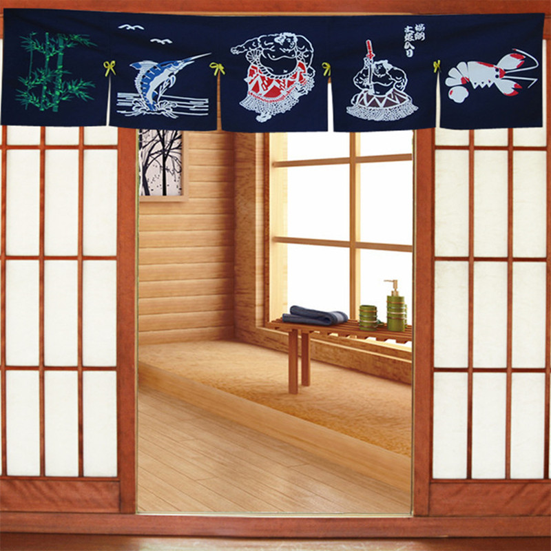 新款樱花日式门帘日本寿司料理店装饰帘居酒屋日韩餐厅饭店短横帘