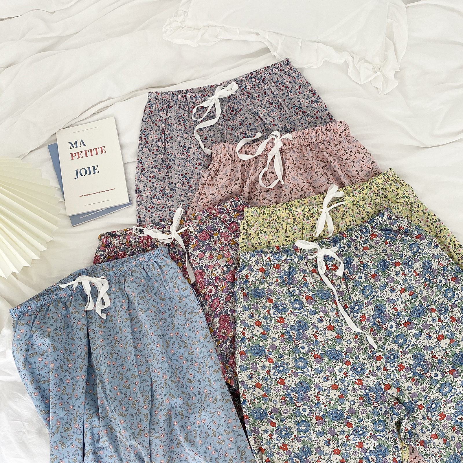 forretro 自制ins复古仙女碎花裤花边长裤短裤空调裤家居裤睡裤女