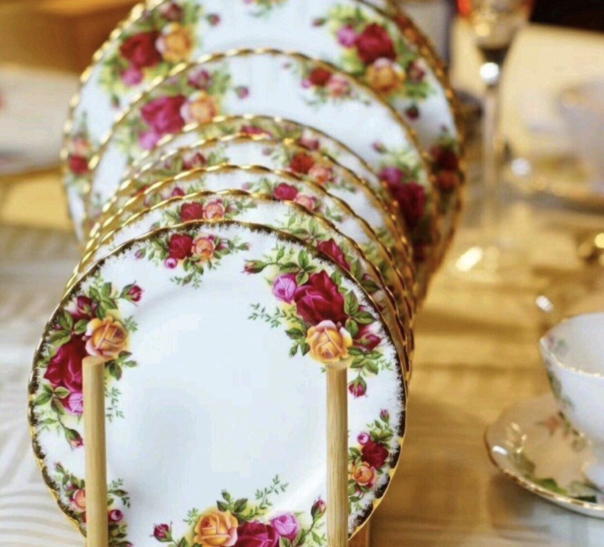 正品royalalbert皇家艾伯特老镇玫瑰骨瓷茶杯咖啡杯整套茶具