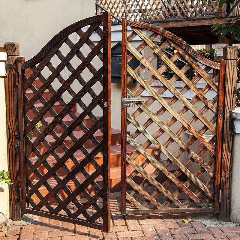 花园庭院院门户外防腐木木木门碳化木实木拱门大型篱笆