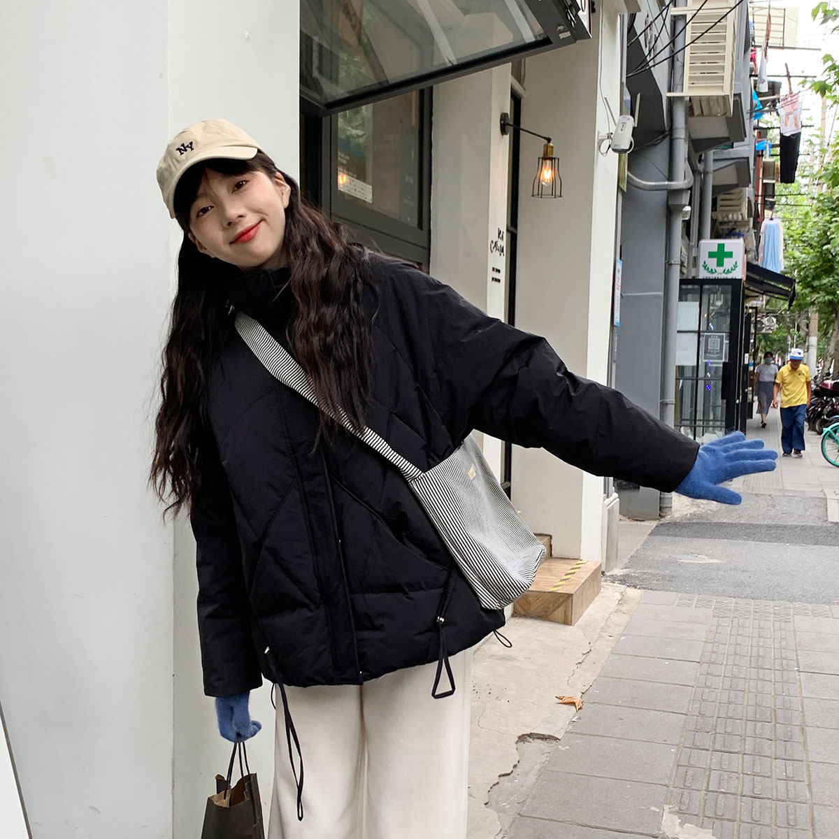 冬装三木鸭绒日系外套棉服短款白鸭绒羽绒服立领羽绒服