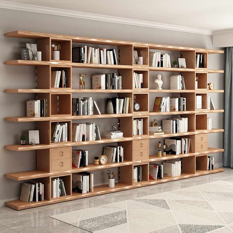 实木书柜置物架家用客厅书房落地简约靠墙组合柜书架